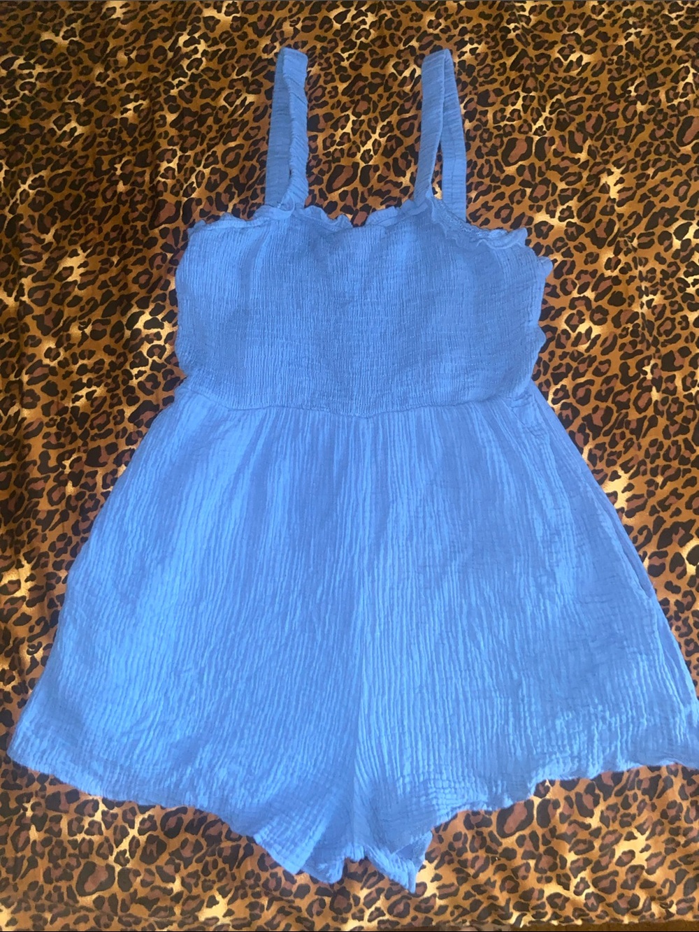 Cupshe Women’s Blue Smocked Shorts Romper